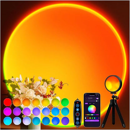 Sunset Lamp, Sun Light Projector for Aesthetic Room Decor,RGB Color Changing Night Light Mood Lighting for Bedroom,Gifts for Girl Kid Adults, 360°Rotation LED Light for Party TikTok Live Photography