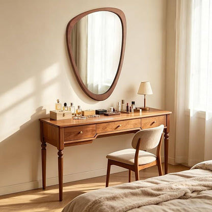 WallBeyond Asymmetrical Mirror, Irregular Wall Mirror, Wall Mirrors Decorative for Bedroom Living Room Entryway Hall, Wood Mirror for mid Century Modern Decor 36" H x 23" W