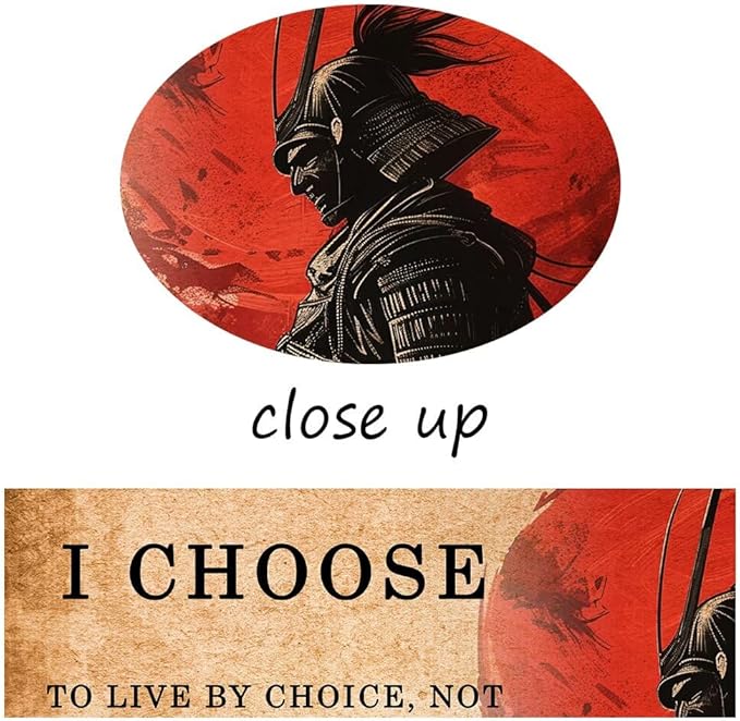 Japanese Samurai Wall Art Poster Motivational Quotes - I CHOOSE - Vintage Inspirational Pictures Canvas Prints Painting for Men Bedroom Living Room Office Japan Themed (24''W x 36''H)