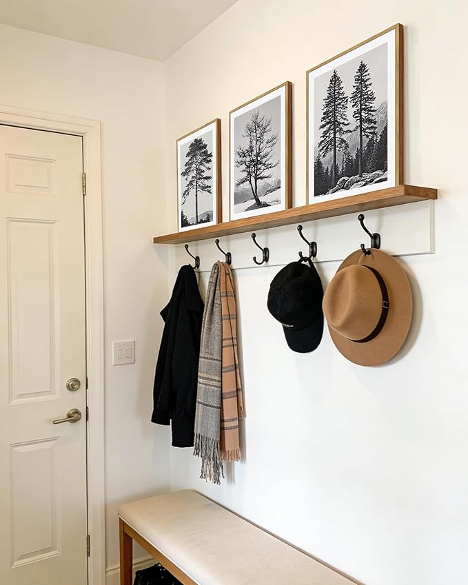 Drsoum Vintage Black Gray Tree Wall Art Framed Antique Retro Forest Prints Modern Rustic Artwork Bedroom Farmhouse Ready to Hang 11x14in Natural Framed