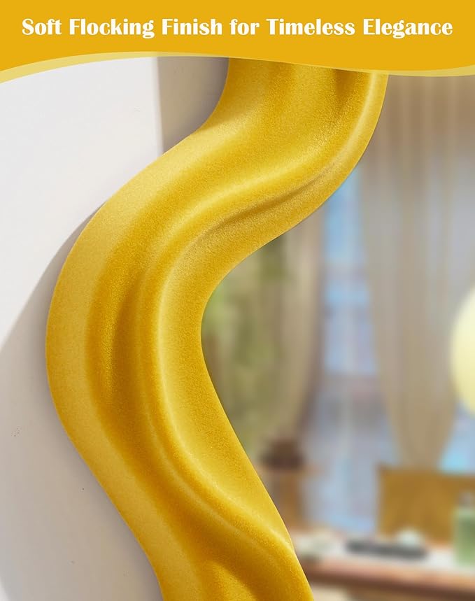 Trendy Bedroom Mirrors for Wall Decor, Soft Velvet Wall Mounted Cloud Mirror for Girl Teen Women Bedroom Decoration, Cute Hanging Sculpture Home Accent for Dining Room Kitchen (Yellow-Orange)