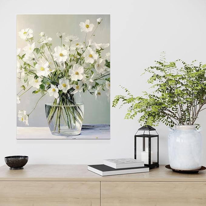 daktenn Floral Canvas Wall Art Bathroom Wall Art Pictures Wall Decor Home Decor Wall Decor for Bedroom Livingroom 18x24 Inches