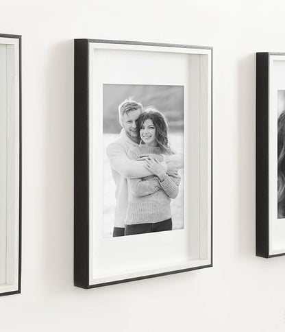 Kate and Laurel Gibson Modern Wall Picture Frame Set of 4; 11x14 matted to 8x10; Black and White; Four-Piece Frame Set for Use as Gallery Wall Frame Set in Living Room Wall Décor