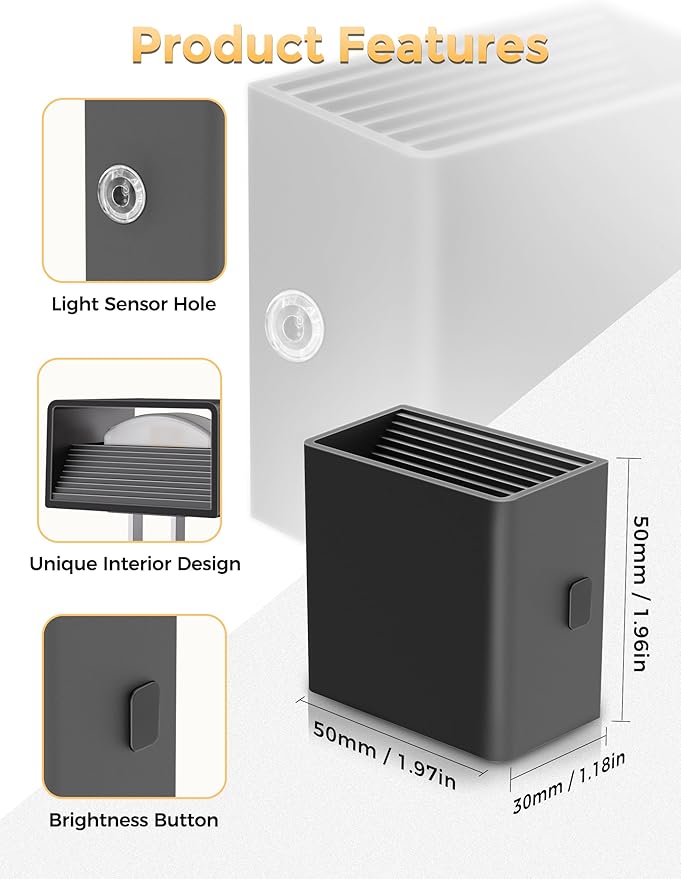 DORESshop LED Night Lights Plug into Wall [2 Pack], Plug in Nightlight, 3 Level Brightness Adjustable Night Light, Dusk to Dawn Sensor, Nightlights for Adults, Bedroom, Bathroom, Hallway, 3000K
