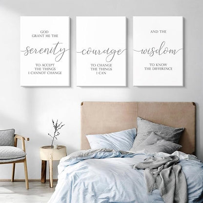 Serenity Prayer Wall Art Decor Bible Verse Wall Art God Grant Me the Serenity Wall Decor Scripture Wall Art Prints Christian Quotes Canvas Picture for Living Room Bedroom 16x24x3 Inch Ready to Hang