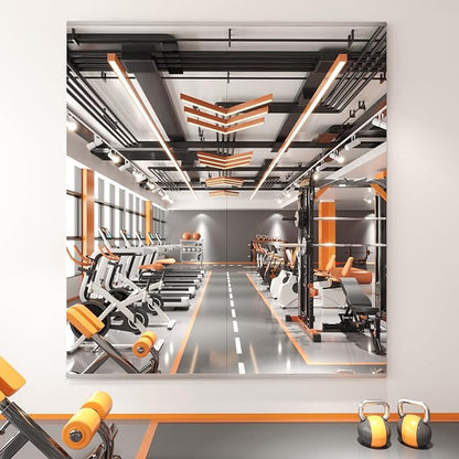Peegel Home Gym Mirror - 65''x30''(2PCS) Large Frameless Tempered Glass Workout Mirrors for Home Gym Wall,Yoga,Garage,Dance