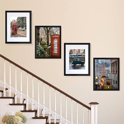 BESCRCL 11x14 Picture Frame Black Set of 6, Display Pictures 8x10 with Mat or 11x14 without Mat, Photo Frames for Wall Mounting