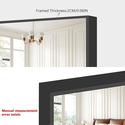 COFENY 48x24In Black Bathroom Mirror for Wall, Rectangle Mirrors with Metal Frame, Bathroom Rectangular Mirror Modern Wall Mirror for Bedroom Living Room, Entryway Hangs Horizontal or Vertical