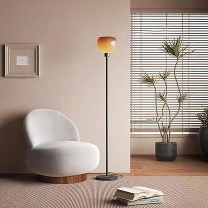Bofea-Vintage Orange Floor Light,Bauhaus Style Mushroom Floor Lamp,Mid-Century Glass Tall Standing Lamp with Gradient Orange Glass Shade Modern Tall Lights for Living Room Bedroom Reading Lighting