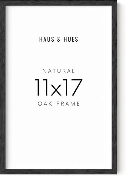 HAUS AND HUES 11x17 Black Oak Frame - Wooden Poster Display, Natural Wood Finish