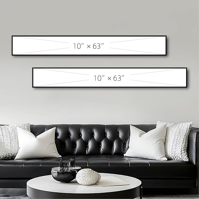 Large Framed Long Narrow Vertical Abstract Wall Art Set of 2, Premium Crystal Porcelain Canvas Prints, Dark Gray White Modern Design - Perfect for Entryway, Hallway, Living Room, Bedroom - 63x10 inch