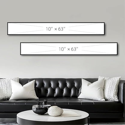 Large Framed Long Narrow Vertical Abstract Wall Art Set of 2, Premium Crystal Porcelain Canvas Prints, Dark Gray White Modern Design - Perfect for Entryway, Hallway, Living Room, Bedroom - 63x10 inch
