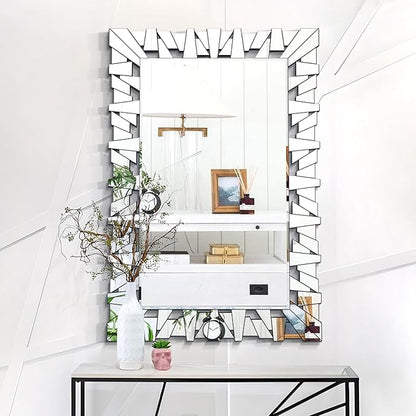 32"x47" Large Wall Mirror for Decor, Modern Irregular Mirror with Glass Frame, Vertical or Horizontal Deocr Mirror for Living Room, Entrance, Dining Room, Bedroom