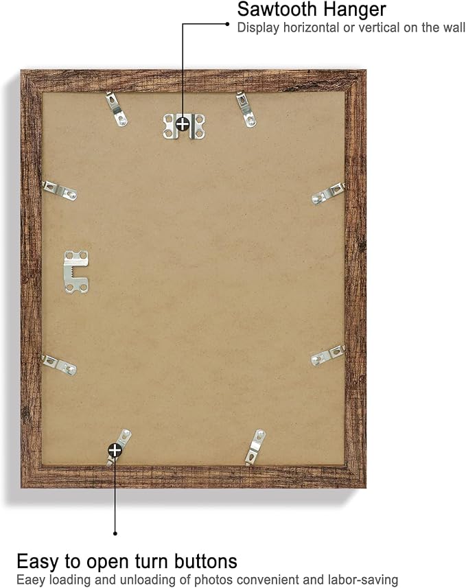 iRahmen 11x14 Picture Frame Set of 2 with High Definition Tempered Glass, Wood Photo Frame Display Pictures 8x10 with Mat or 11 x 14 Without Mat for Wall Mounting Horizontal or Vertical