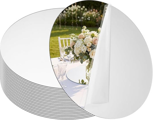 SUREAM Mirror Plates for Centerpieces 12 Inch, 2mm Thick Set of 24 Mirror Centerpieces, Idear for Table Centerpieces, Wedding, Party, Crafts, Wall Decorations