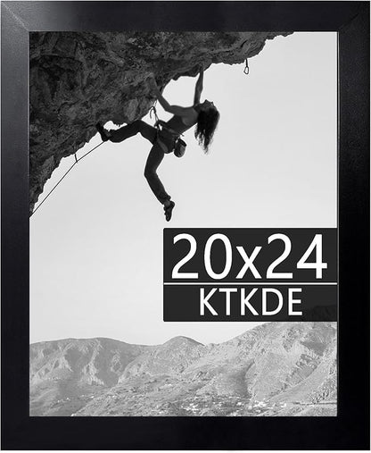 KTKDE 20x24 Poster Frame, Wooden Picture Frames Black with HD Plexiglass for Horizontal or Vertical Wall Mounting, Gallery Picture Frames and Art Prints Large Photo Frame