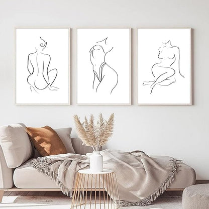 Minimalist Line Wall Art Woman Body Outline Wall Art Prints Women Figure Drawing Painting Body Line Art Wall Decor Female Wall Art Abstract Woman Silhouette Canvas Aesthetic 16x24x3 Inch Unframed