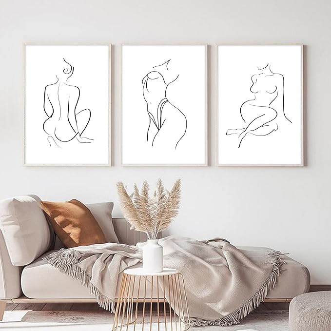 Minimalist Line Wall Art Woman Body Outline Wall Art Prints Women Figure Drawing Painting Body Line Art Wall Decor Female Wall Art Abstract Woman Silhouette Canvas Aesthetic 12x16x3 Inch Unframed