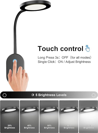 deeloop LED Wall Mounted Reading Light for Bed, Book Light for Wall Bedside Lamp with USB Output, 4 Hour Auto-Off Timer Lights，Eye-Caring Reading Lamp with 5 Dimmable 360° Rotation Headboard Light
