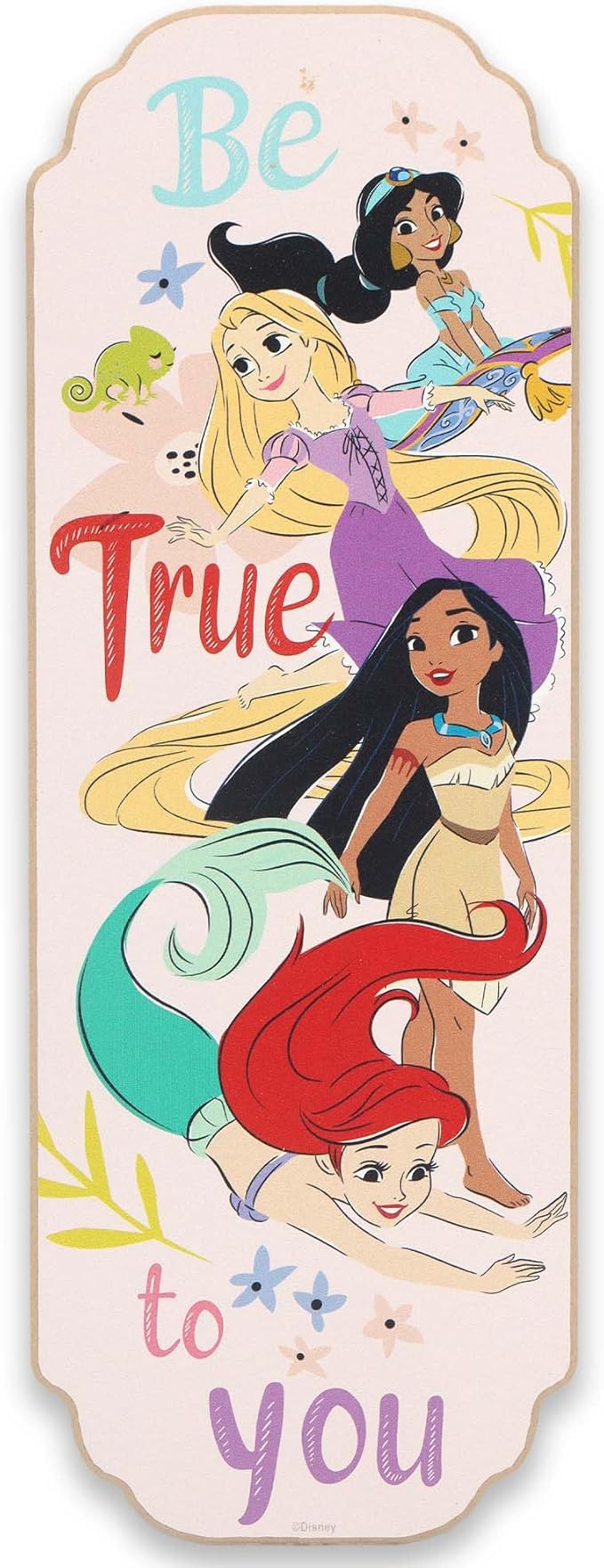 Open Road Brands Disney Princess Be True To You Wood Wall Art - Princess Wall Decor Featuring Jasmine, Rapunzel, Pocahontas, Ariel