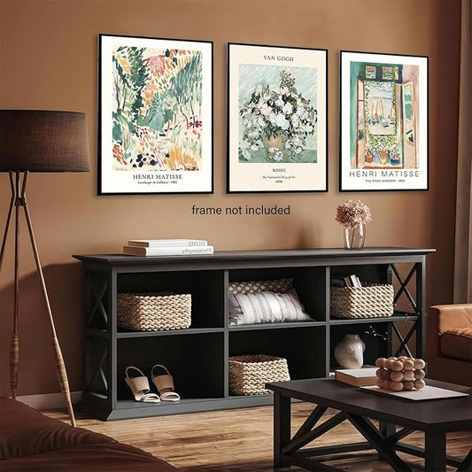 LYPHNX Sage Green Matisse Poster Wall Art Vintage Abstract Floral Prints Set of 3 Mid Century Aesthetic Flower Artwork Painting Picture Canva Decor for Living Room Bedroom Bathroom 16"x24" Unframed