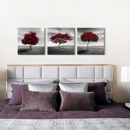 Canvas Wall Art for living room Bathroom wall decor-Panoramic black and white mangrove- 16" x 16" 3 Pieces Framed Canvas Prints Watercolor Modern scenery Office bedroom Home kitchen Decor picture