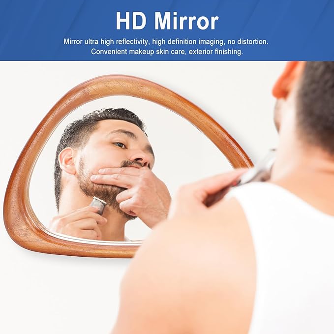 MAGFLERUM Irregular Wall Mirror, 15 * 10 inch Asymmetrical Wood Mirrors, Small Wall Mirror, Hanging Vertically and Horizontally. Mirrors for Wall Decor (Red Walnut)