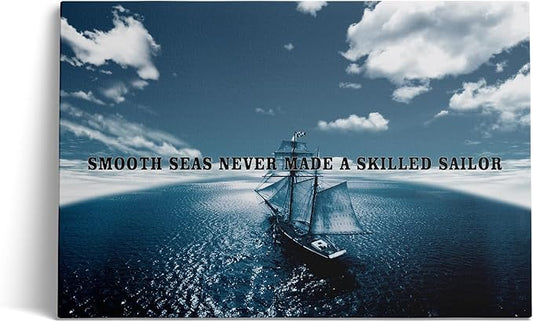 Jumong Motivational Wall Decor Canvas Print SMOOTH SEAS NEVER MADE A SKILLED SAILOR Inspirational Office Wall Art Motivational Posters Inspirational Wall Art for Office Decor