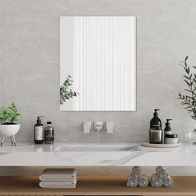 A2 Acrylic Mirror Sheet for Wall, 16.5" x 23.2" Large Rectangular Mirror Tiles Frameless Wall Mounted Mirror Self-Adhesive Mirror Stickers for Vanity Bedroom Home Decor