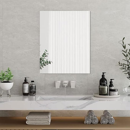 Acrylic Mirror Sheet for Wall, 15.7" x 19.6" Large Rectangular Mirror Tiles Frameless Wall Mounted Mirror Self-Adhesive Mirror Stickers for Vanity Bedroom Home Decor