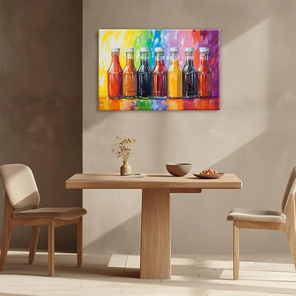 OAAPITI Kitchen Wall Art Colorful Seasonings And Spices Art Poster Seasoning Bottle Painting Print Modern Artwork For Living Room Bedroom Wall Decor(Artwork-1,24"x36")