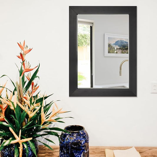 Ruomeng Wall Mirror Rectangle Decorative Mirror 12" x 16" for Entryway, Bedroom, Living Room, Black