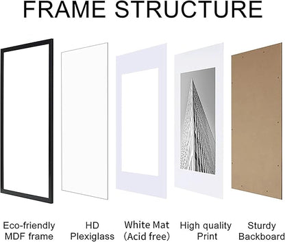 ELSKER&HOME 16x24 Poster Frame 3 Pack, Black Picture Frame Display Poster 12 x 18 with Mat or 16 x 24 Without Mat, Horizontal and Vertical Wall Mounting