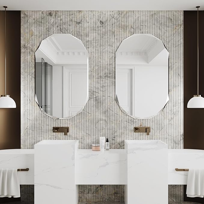 AUYHM Frameless Bathroom Mirror 30x40,Bathroom Mirrors for Over Sink,Oval Bathroom Mirrors Beveled Edge entryway Horizontal and Vertical,espejos decorativos de pared