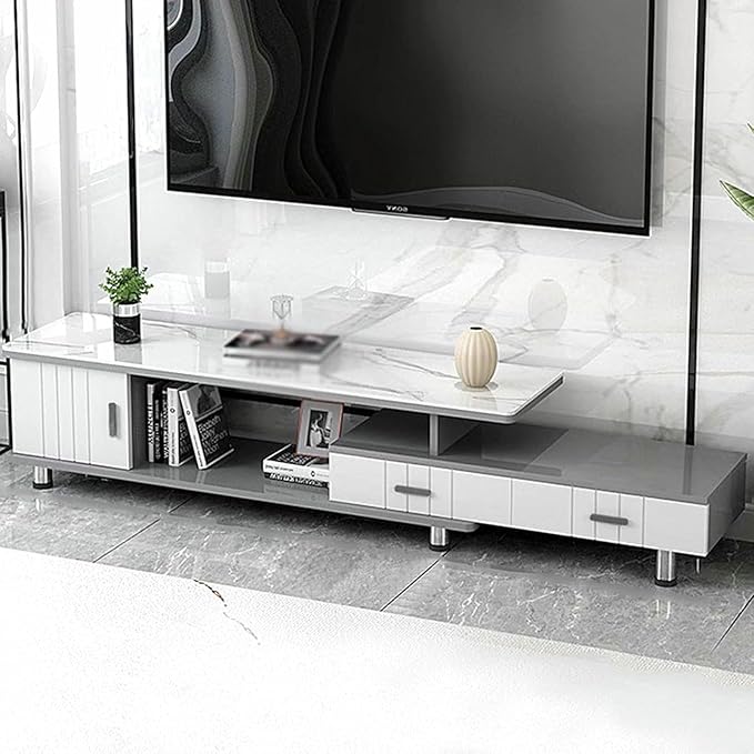 Extendable TV Stand Modern Entertainment Center with Drawers Rectangle TV Console Table for Living Room Bedroom~/