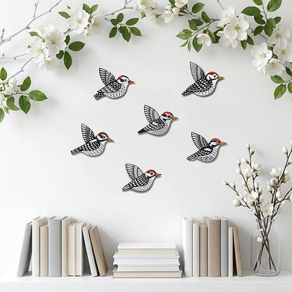 ARTINRENAISS Wooden Flying Birds Wall Decor, Scandinavian Rustic Wall Art Set Housewarming Gifts, 6 Pack Boho Birds Hanging Sign for Living Room, Bedroom, Kitchen