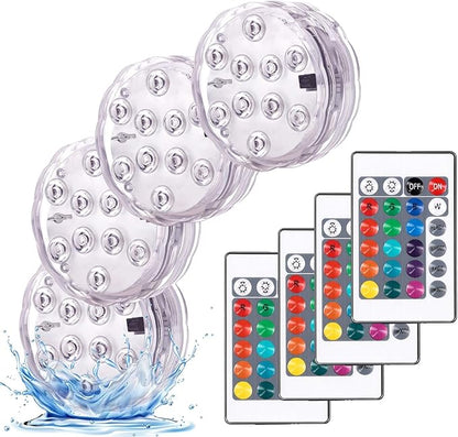 YiaMia Submersible Led Battery Operated Spot Lights with Remote, Decorative Fish Bowl Small Lamps for Aquarium Vase Base Pond Wedding Halloween Party