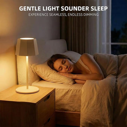 Modern 2-in-1 Table Lamp & Bottle Lamp, Pleated Metal Shade Touch Control Lamp | Adjustable Height, Warm Light & RGB, Stepless Dimming, Anti-Tip Design,Trapezoid,Beige