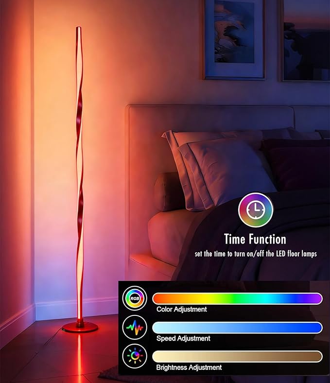 Smart RGBWIC Floor Lamp LED Corner Light Works with Alexa, Dynamic Modern Gold Ambient Light with Multi-controls-16 Million DIY Colors Color Changing and Dimmable Standing Lamp for Bedroom Living Room