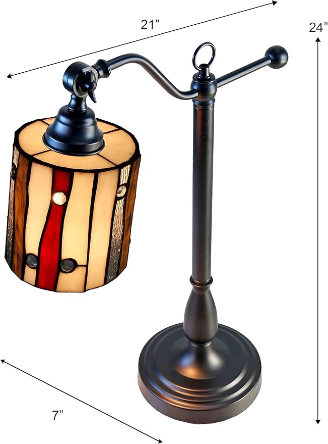 Dale Tiffany TA25031 Tiffany Desk Lamp with Handmade Stained Glass Shade, El Anza, Multicolor, 24-Inch Tall