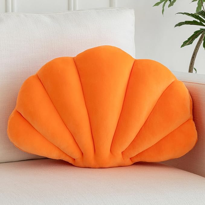 Shell Pillow, Shell Shaped Decorative Throw Pillows with Velet for Couch Bed, Cute Seashell Beachy Room Decor Aesthetic Throw Pillows for Bedroom Living Room