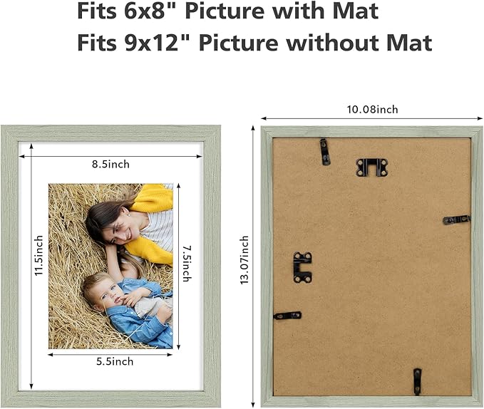 Golden State Art, 9x12 Picture Frame Set of 6 - Matted to 6x8 Photo - Engineered Wood Gallery Frame Set - Wall Mounting or Tabletop Display (White,6 Pack)