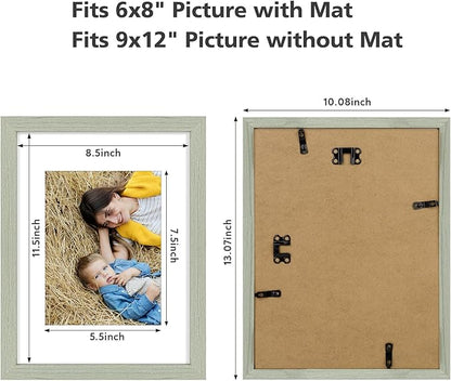 Golden State Art, 9x12 Picture Frame Set of 6 - Matted to 6x8 Photo - Engineered Wood Gallery Frame Set - Wall Mounting or Tabletop Display (White,6 Pack)