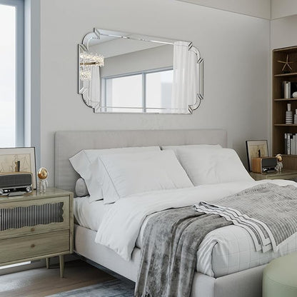 Chende Modern Decorative Wall Mirror, 47''x32'' Large Living Room Mirror with Beveled Glass Frame, Rectangle Accent Mirror for Bathroom, Dining Room, Entryway, Bedroom