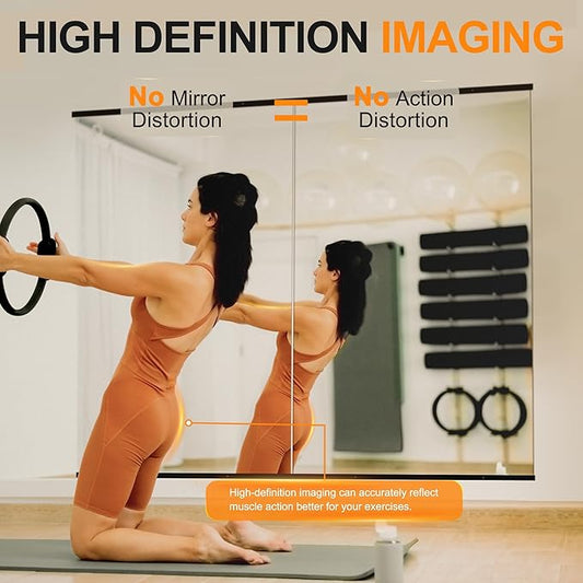 Delma Home Gym Mirror, 48''x24''x2PCS, Large Full Body Tempered Glass Frameless, Wall-Mounted for Gym, Yoga, Garage, Bedroom, Bathroom