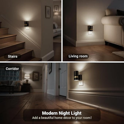 JandCase Night Lights Plug into Wall, Automatic Night Light with Dusk to Dawn, 2 Pack 0-100LM Dimmable Plug in LED Nightlight 5000K Daylight for Bedroom, Hallway, Stairs
