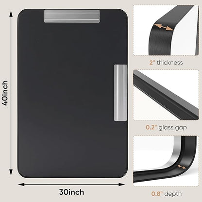 Sweetcrispy 30x40 Inch Black Bathroom Mirrors for Wall, Bathroom Mirrors for Over Sink, Rectangle Wall Decor for Entryway, Bedroom, Vanity,Anti-Rust, Horizontal or Vertical Hanging, Black
