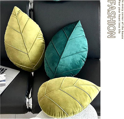 Leaf Pillow,3D Leaf Shaped Plant Pillows Green Tropical Plant Cushion for Sofa Office Bedroom Home Decor Dark Green (19.7"x11.8")