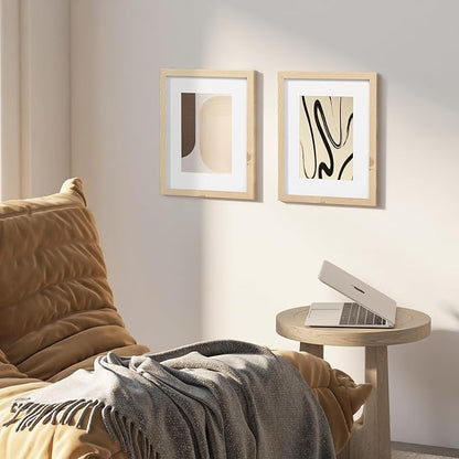 KINLINK 8x10 Picture Frame Wood Grain Set of 6, Wooden Photo Frame Matted 5x7 with Plexiglass for 5x7 with Mat or 8x10 without Mat for Table and Wall Display