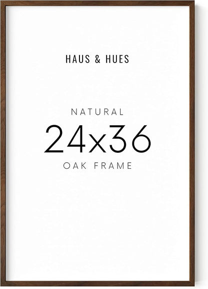 HAUS AND HUES 24x36 Walnut Oak Frame - Wooden Poster Holder, Rustic Display (Standalone, Set of 1)